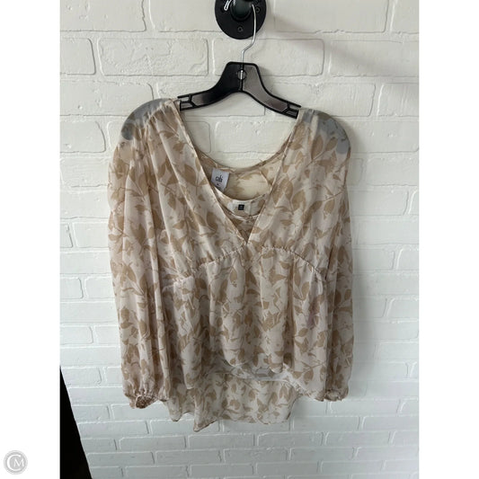 Top 2pc Long Sleeve By Cabi In Tan & White, Size: Xl