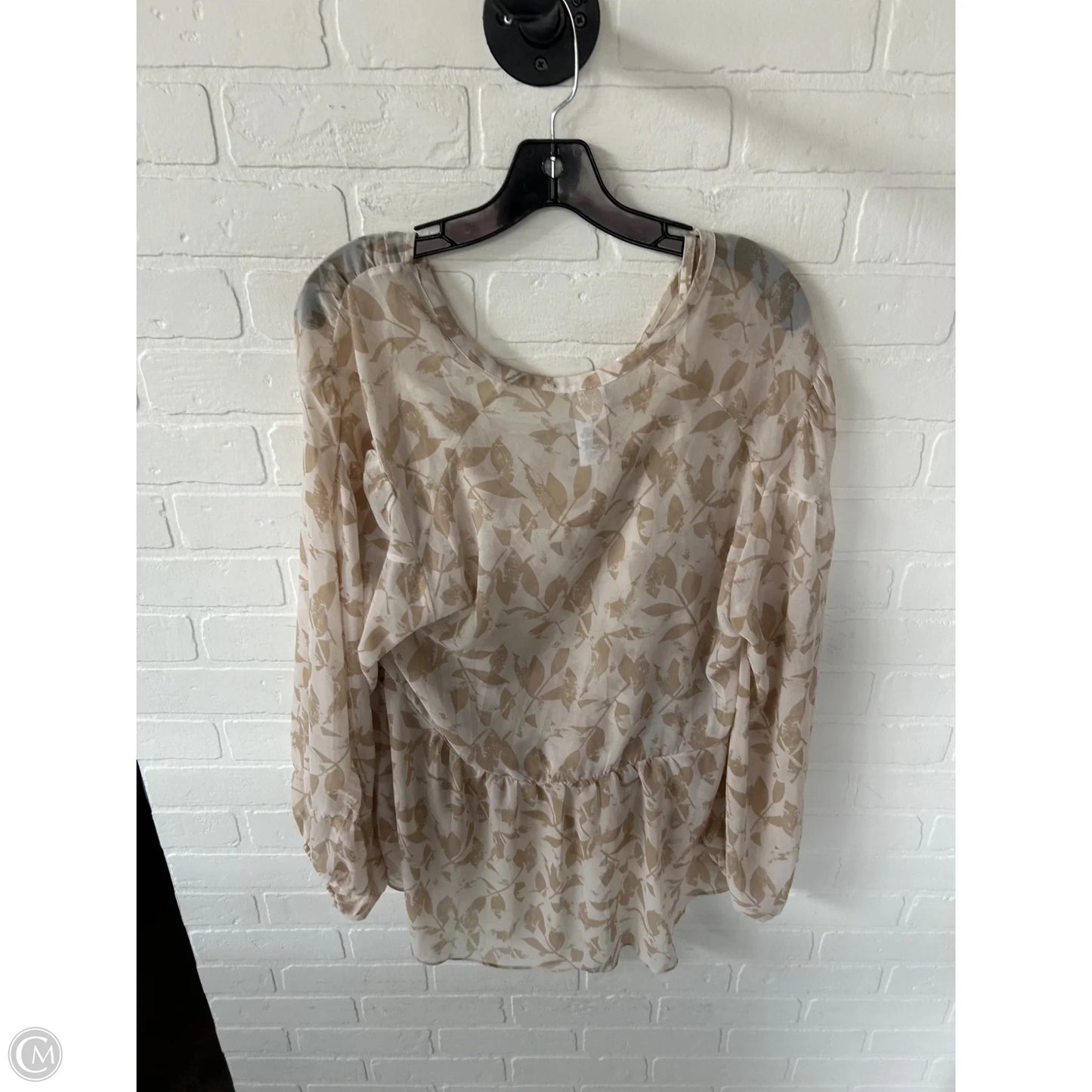 Top 2pc Long Sleeve By Cabi In Tan & White, Size: Xl