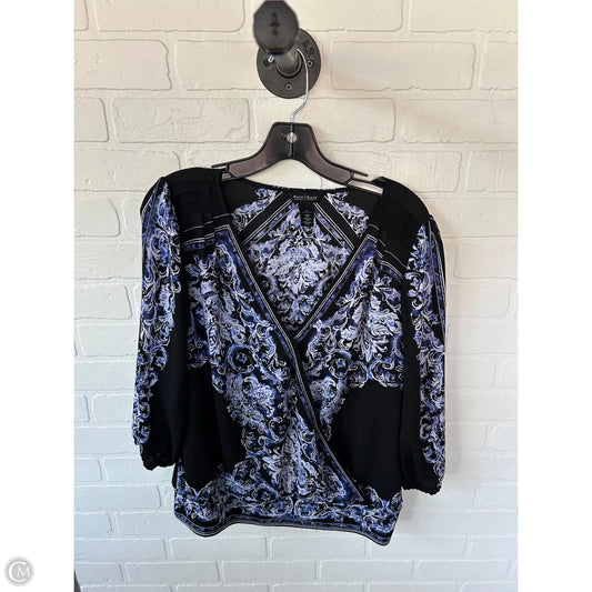Top 3/4 Sleeve By White House Black Market In Black & Blue, Size: L