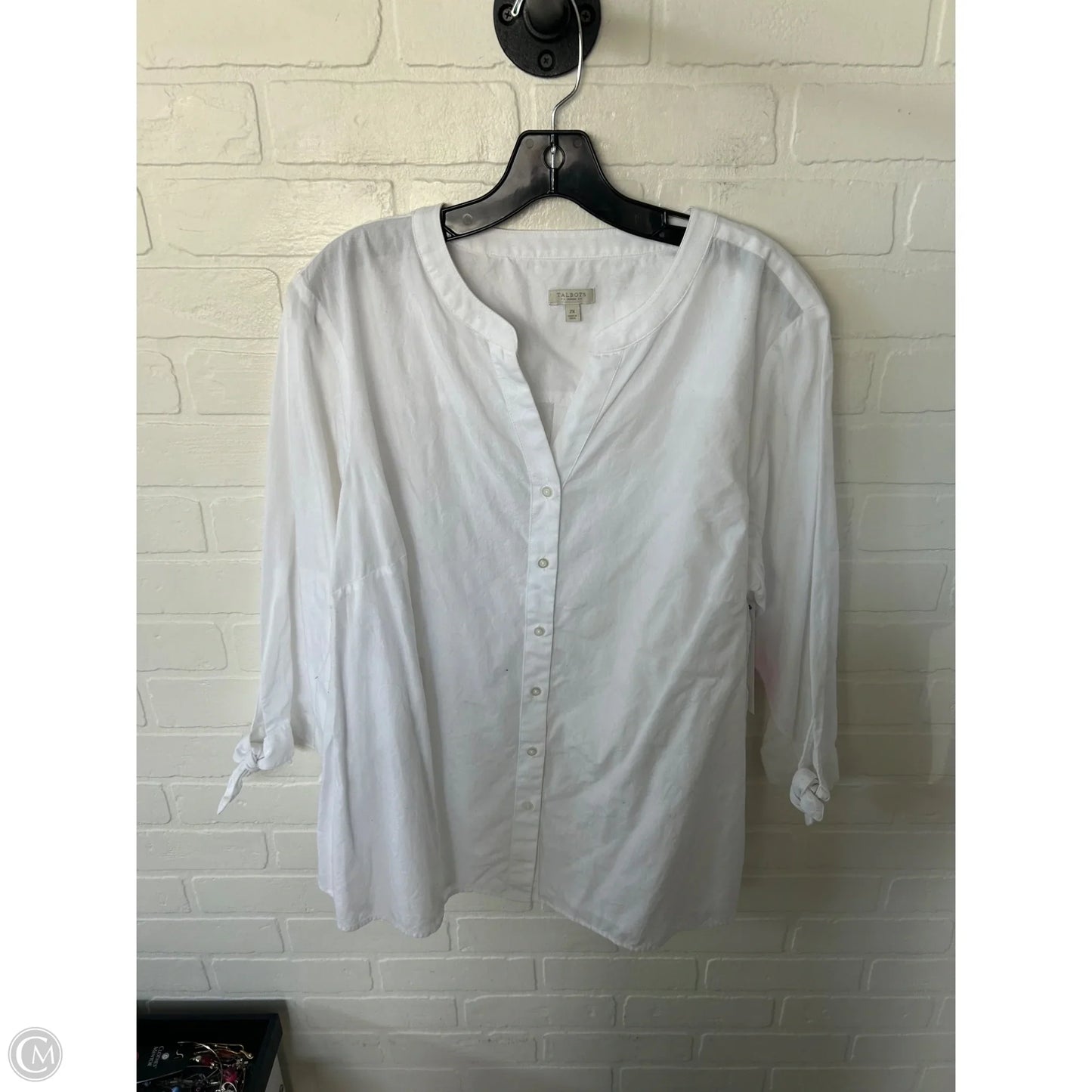 Top 3/4 Sleeve By Talbots In White, Size: 2x