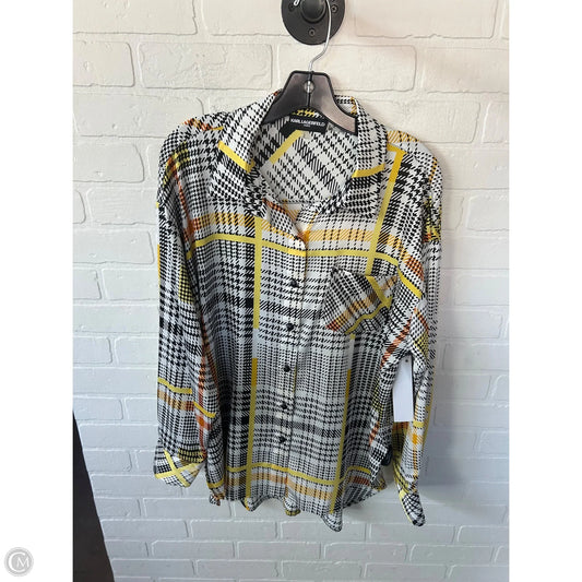 Top Long Sleeve Designer By Karl Lagerfeld In Black & White, Size: L