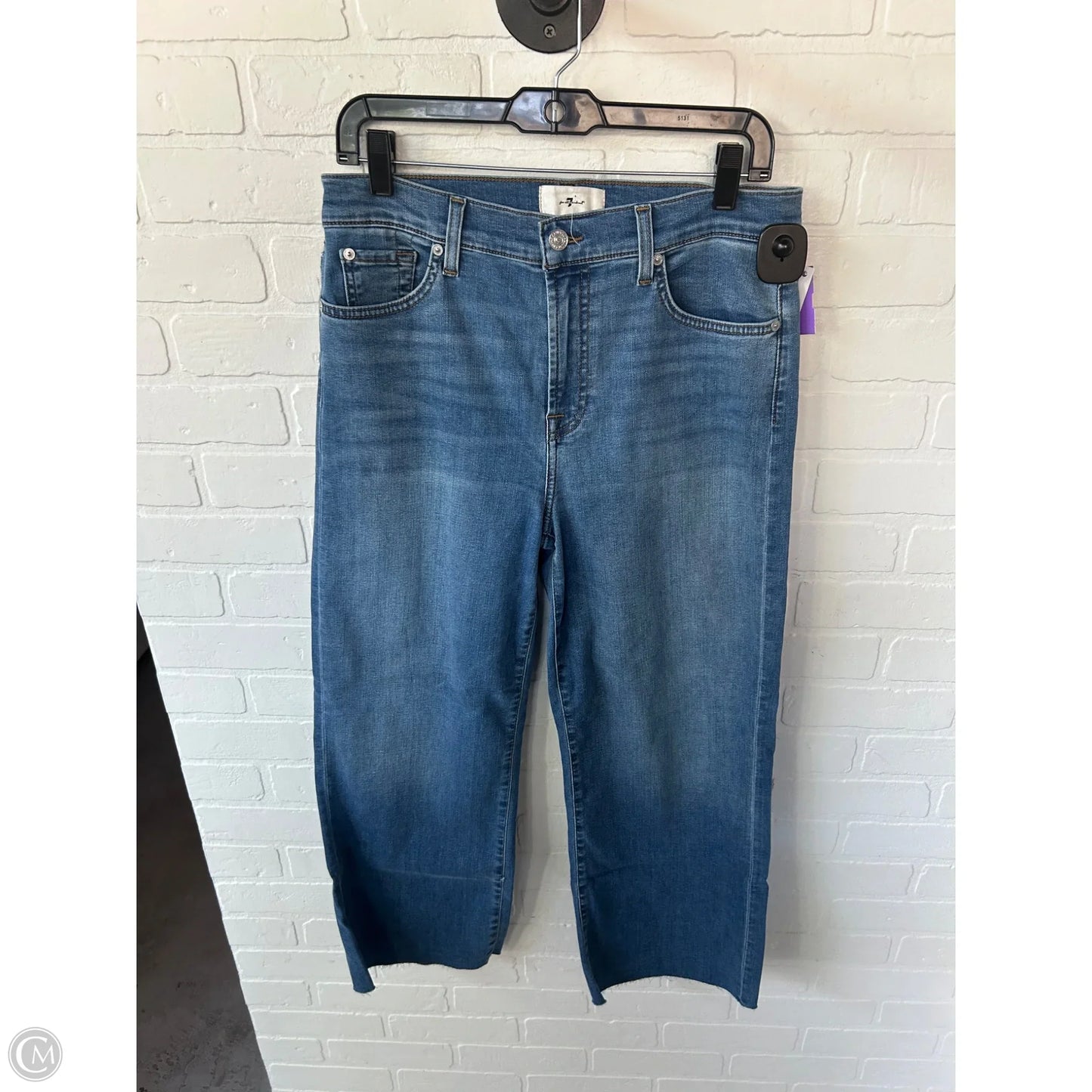 Jeans Wide Leg By 7 For All Mankind In Blue Denim, Size: 10