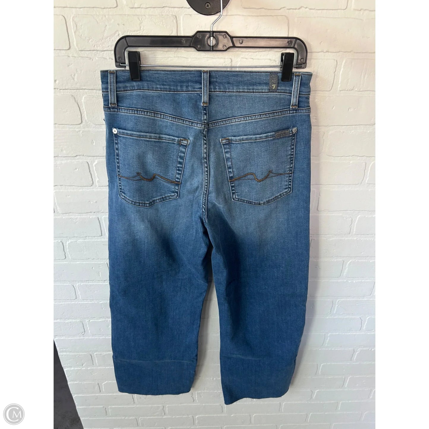 Jeans Wide Leg By 7 For All Mankind In Blue Denim, Size: 10