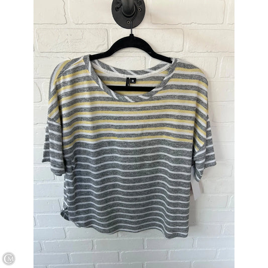 Sweater Short Sleeve By Kensie In Grey & Yellow, Size: L
