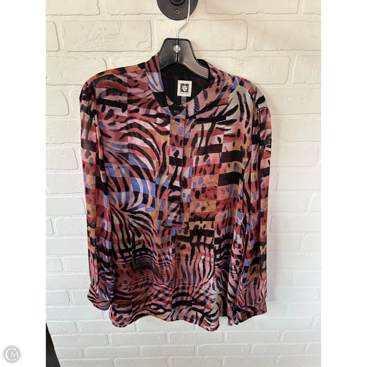Top Long Sleeve By Anne Klein In Black & Orange, Size: Xl
