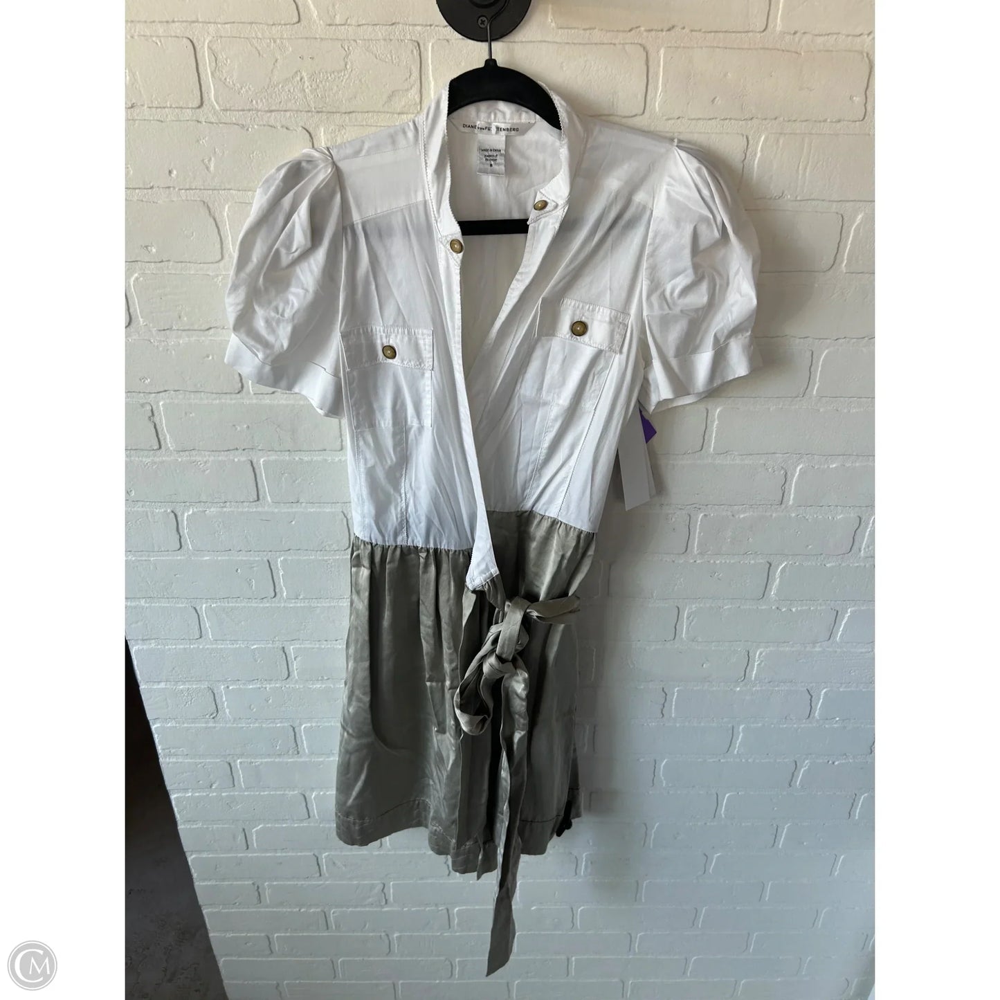 Dress Designer By Diane Von Furstenberg In Tan & White, Size: M