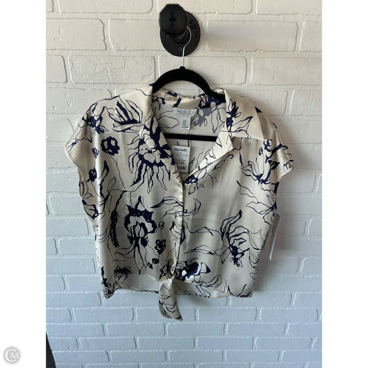 Top Short Sleeve By Rachel Zoe In Blue & Cream, Size: S