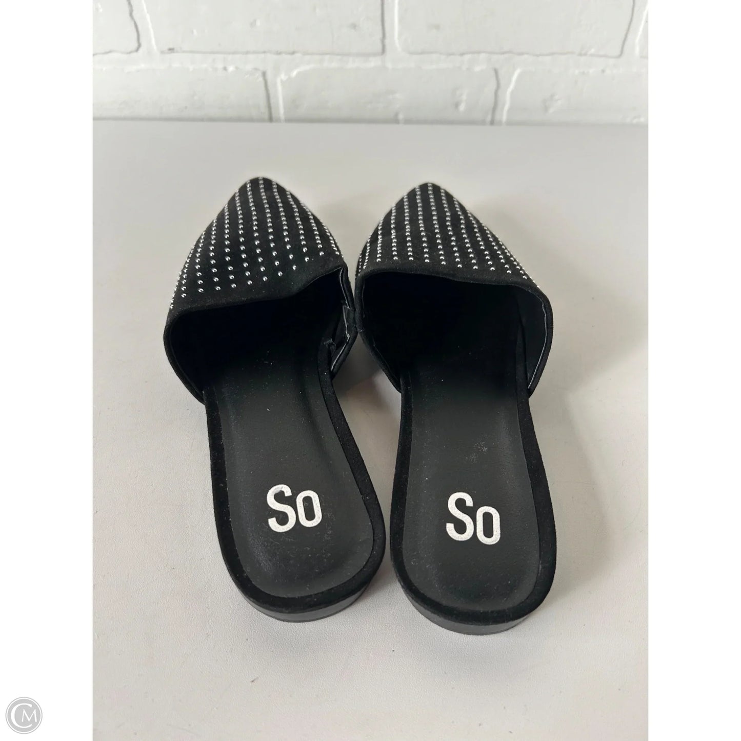 Shoes Flats By So In Black & Silver, Size: 9