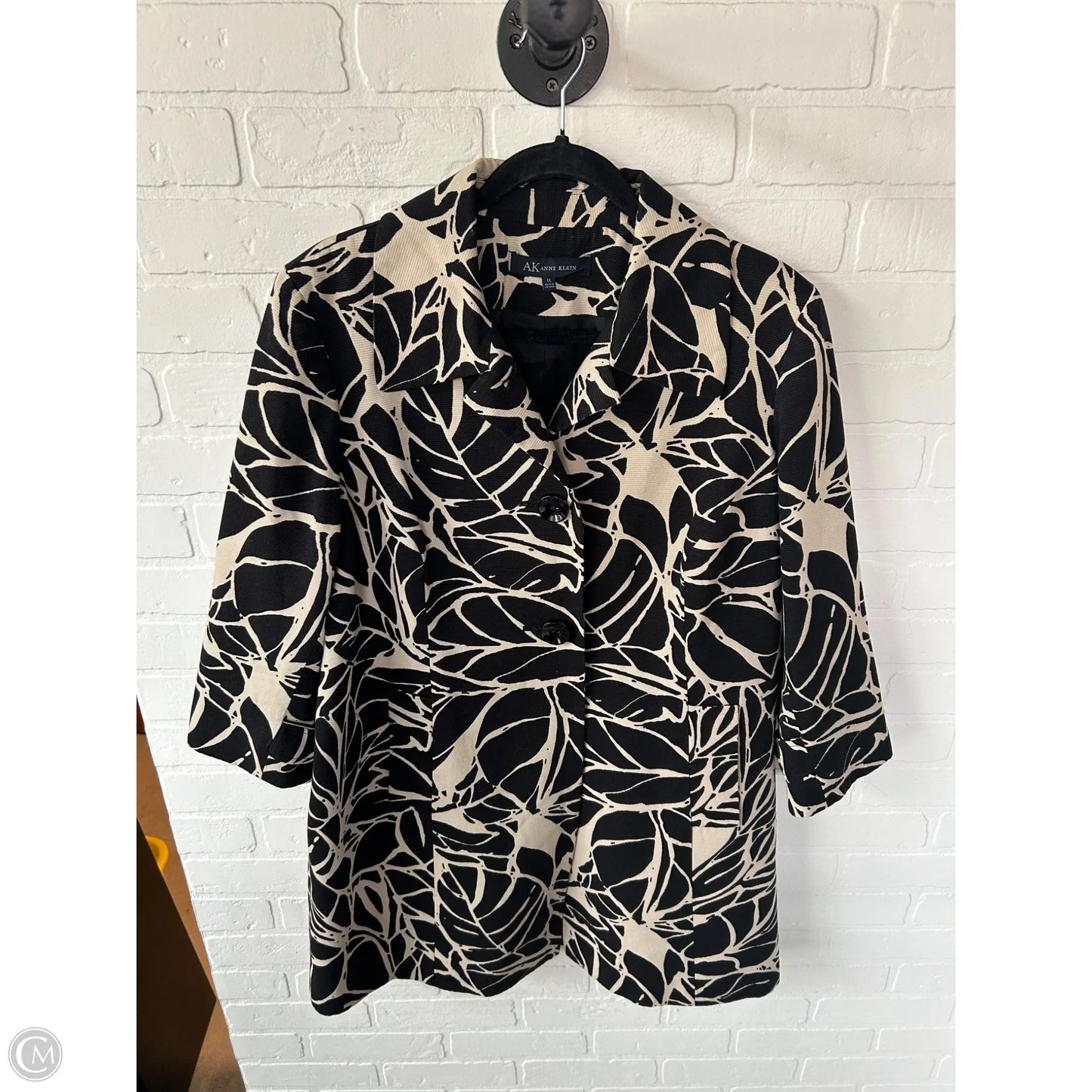 Coat Other By Anne Klein In Black & Cream, Size: 1x