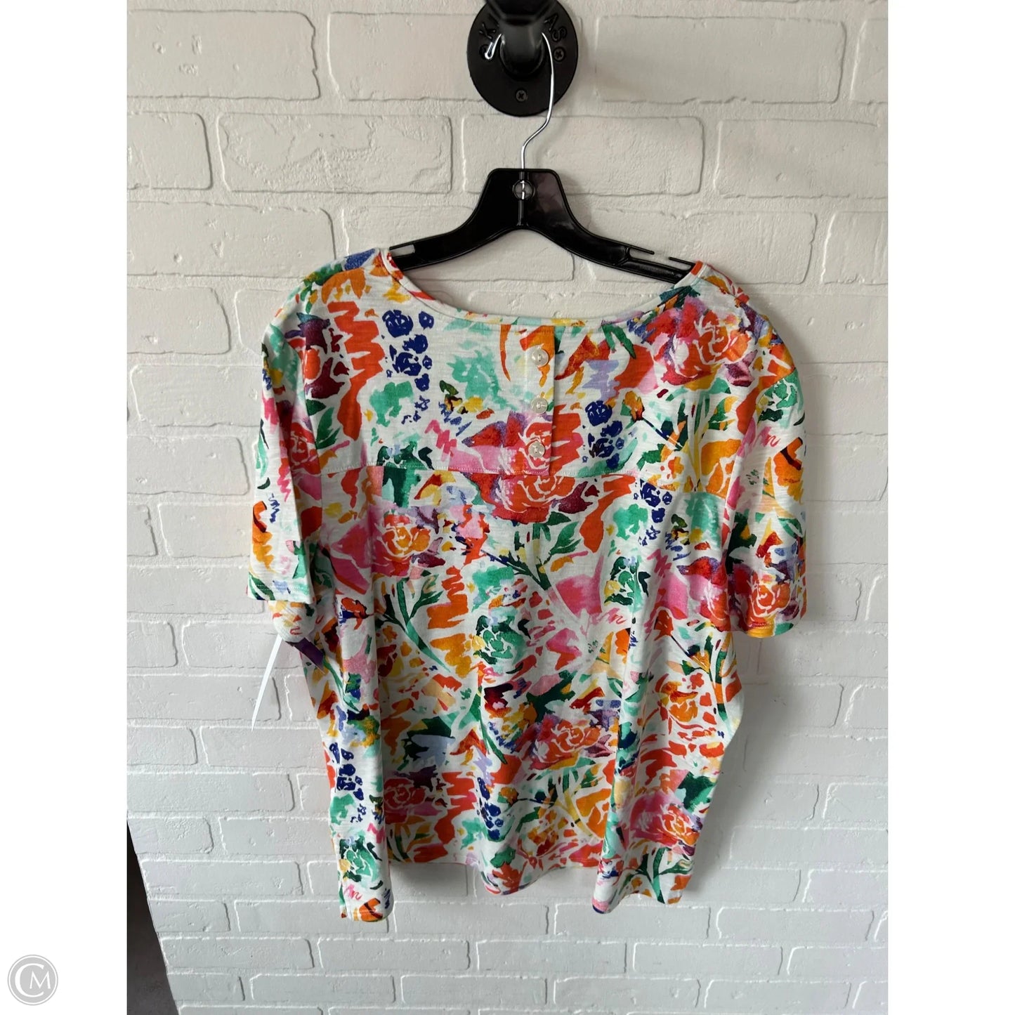 Top Short Sleeve By Chicos In Orange & Pink, Size: Xl