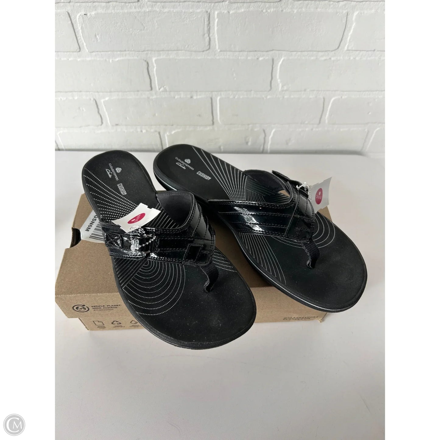 Sandals Flip Flops By Clarks In Black, Size: 11