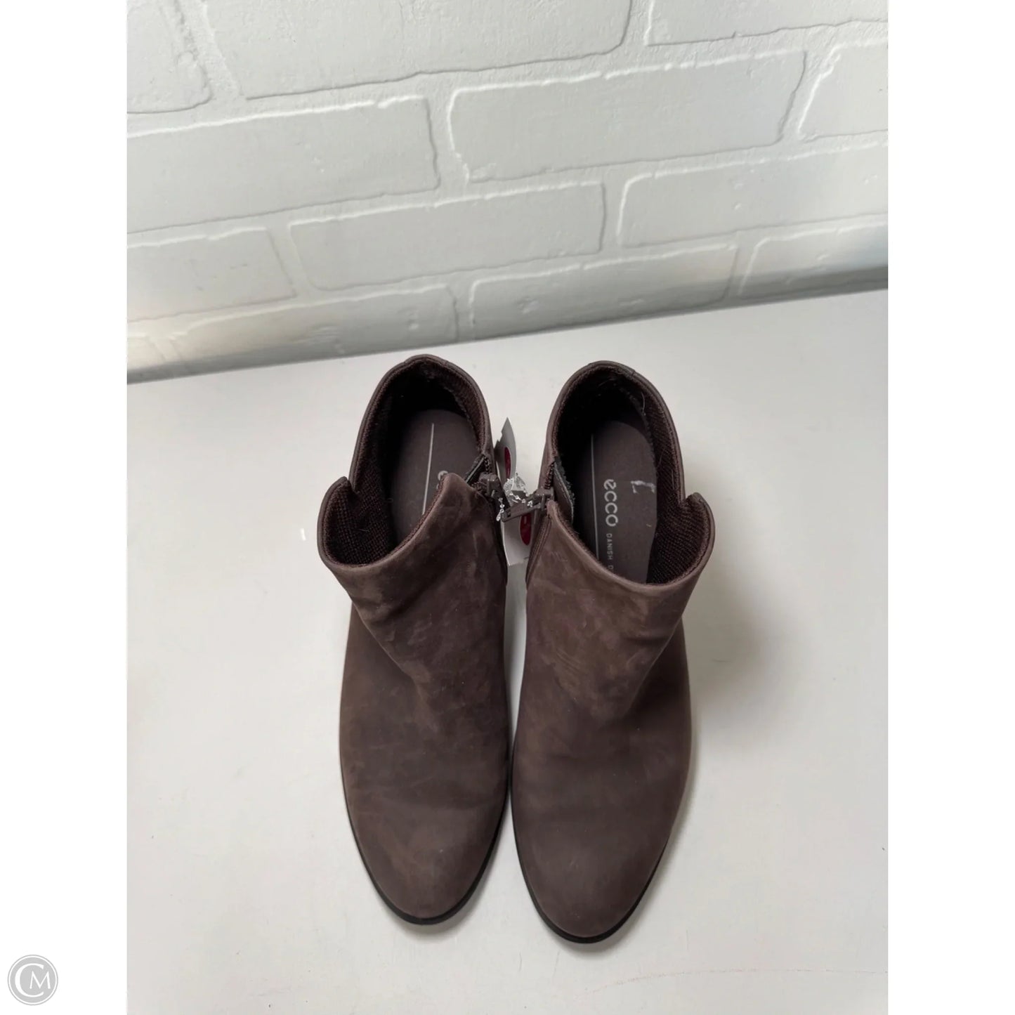 Boots Ankle Heels By Ecco In Brown, Size: 8