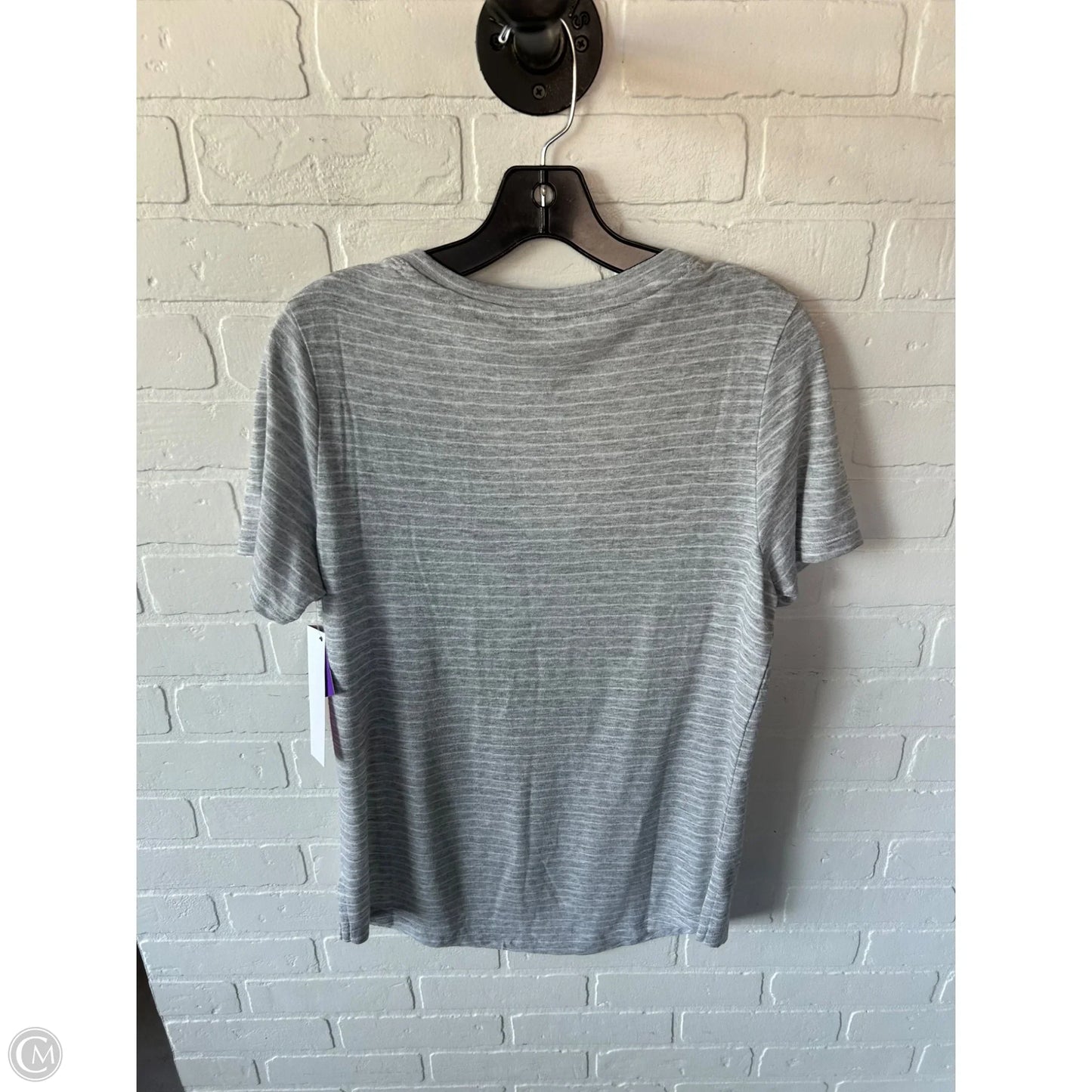 Athletic Top Short Sleeve By Athleta In Grey & White, Size: M