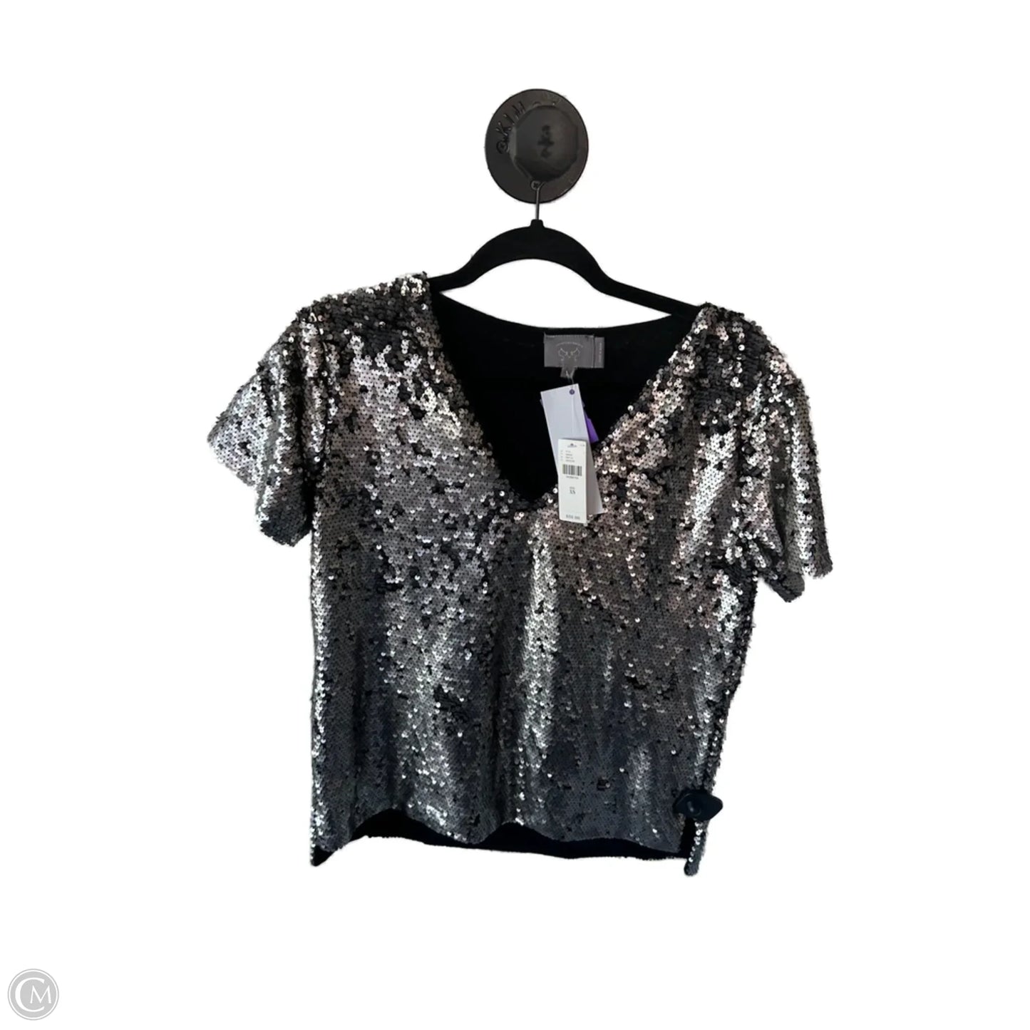Top Short Sleeve By Anthropologie In Silver, Size: Xs