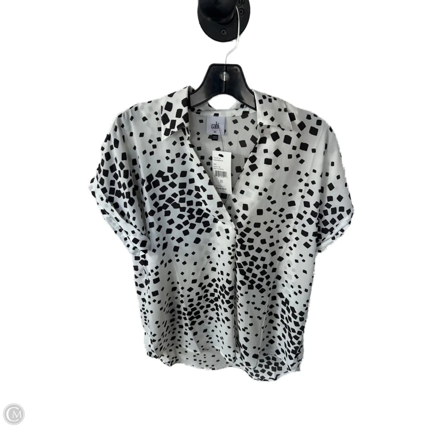 Top Short Sleeve By Cabi In Black & White, Size: Xs