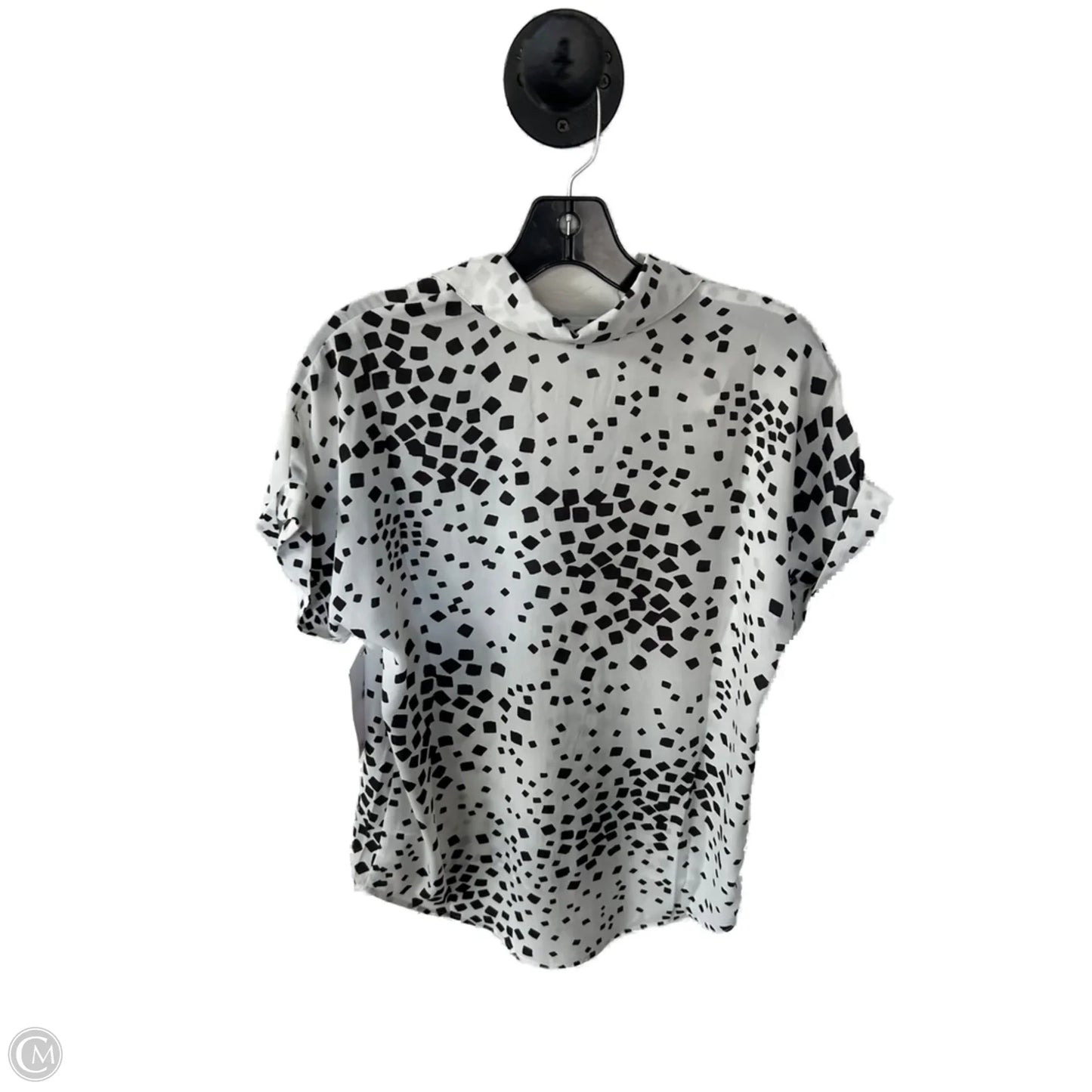 Top Short Sleeve By Cabi In Black & White, Size: Xs