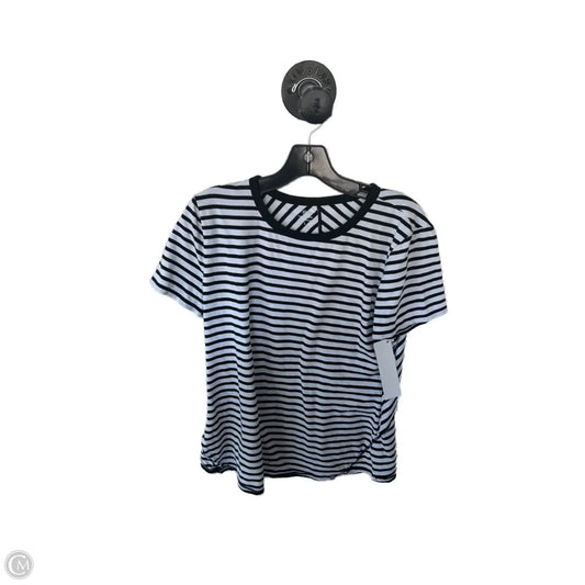 Top Short Sleeve Basic By Talbots In Black & White, Size: L