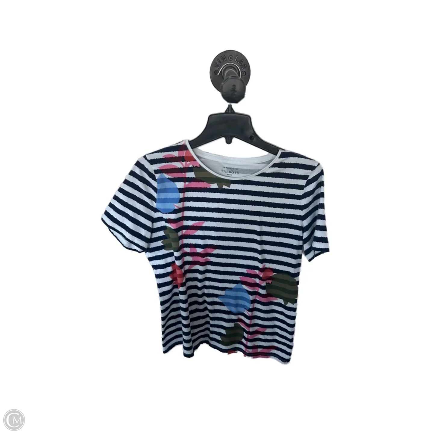 Top Short Sleeve By Talbots In Blue & White, Size: Lp