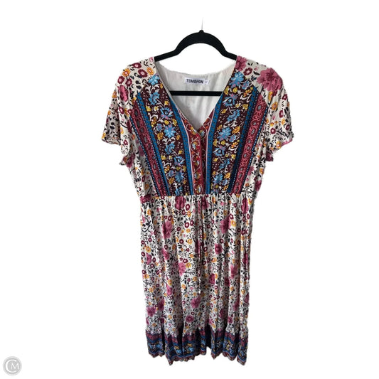 Dress Casual Midi By Cme In Cream & Red, Size: Xl