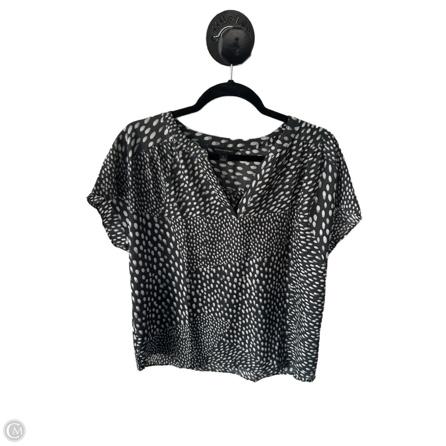 Top Short Sleeve By Banana Republic In Cream & Grey, Size: L