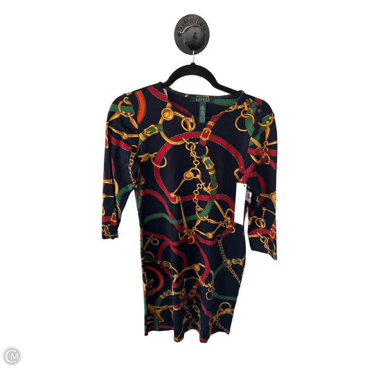 Dress Work By Lauren By Ralph Lauren In Blue & Yellow, Size: S