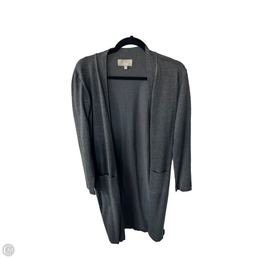 Sweater Cardigan By Joan Vass In Grey, Size: L