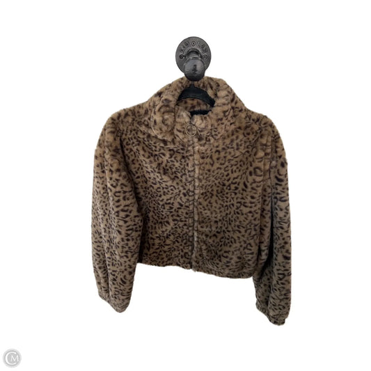 Jacket Fleece By Timing In Black & Brown, Size: M