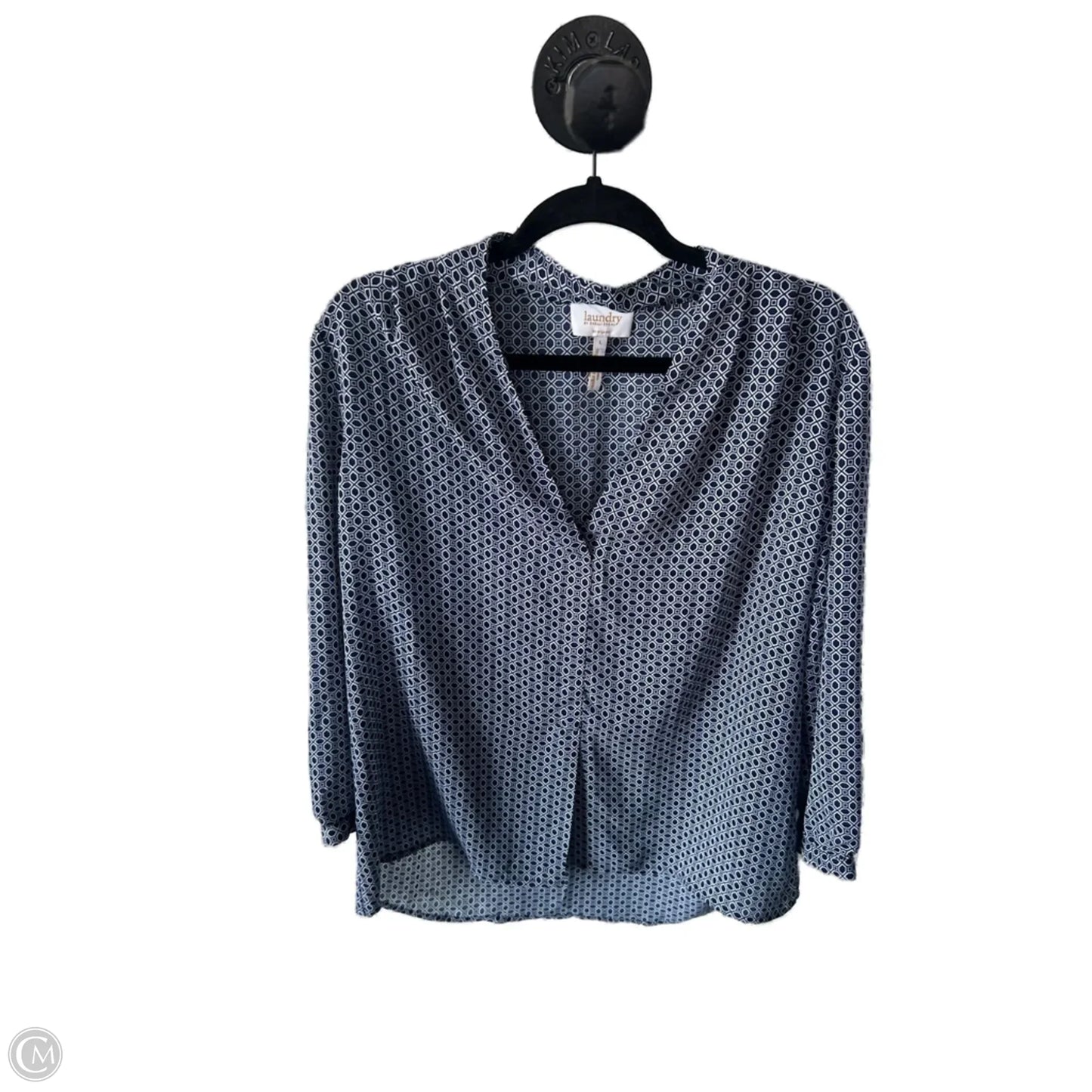 Top Long Sleeve By Laundry In Blue & White, Size: L
