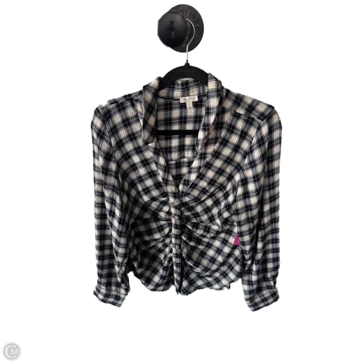 Top Long Sleeve By Pilcro In Black & Cream, Size: M