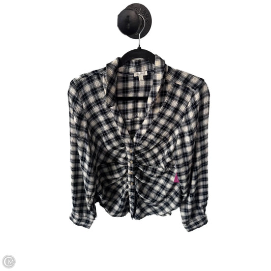 Top Long Sleeve By Pilcro In Black & Cream, Size: M