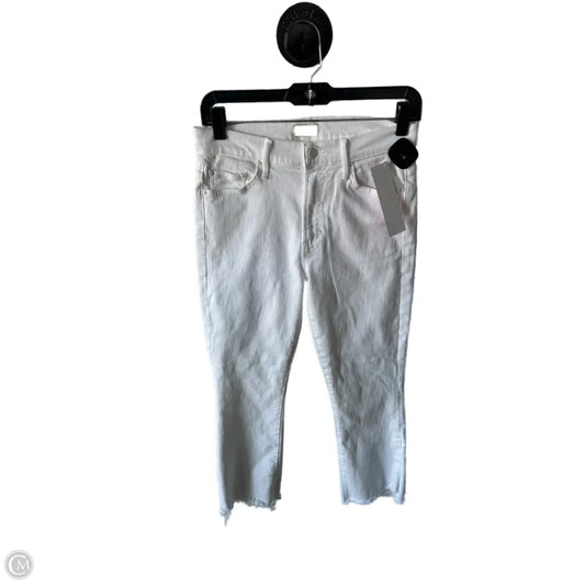 Jeans Cropped By Mother In White Denim, Size: 6