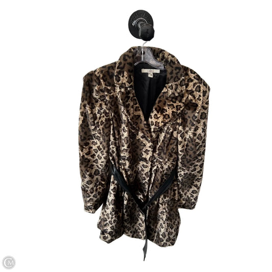 Coat Faux Fur & Sherpa By Fever In Black & Cream, Size: M