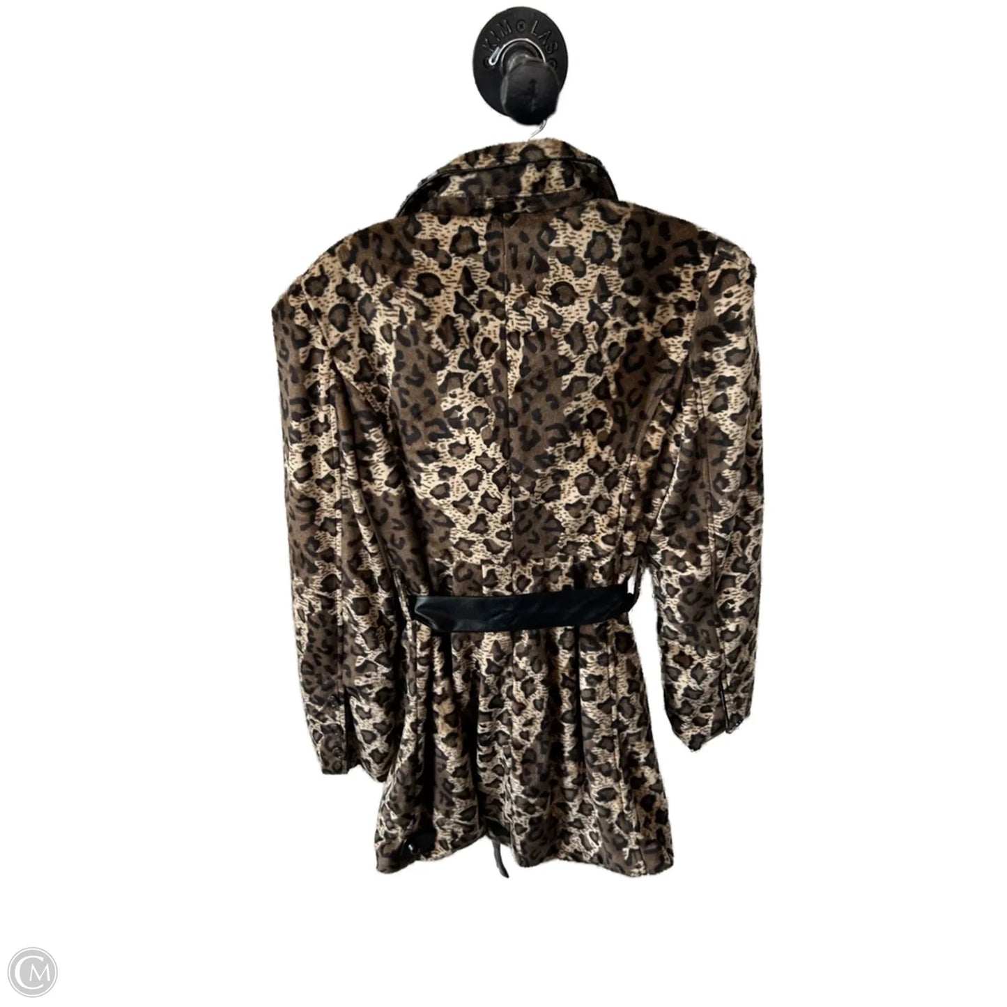 Coat Faux Fur & Sherpa By Fever In Black & Cream, Size: M