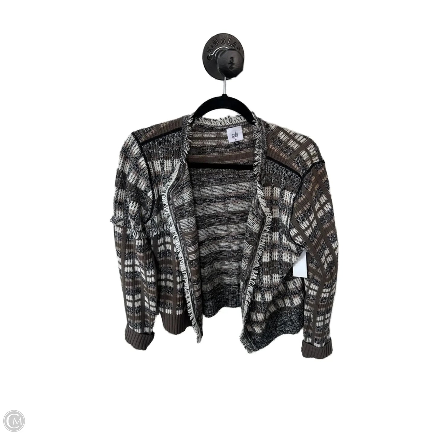 Sweater Cardigan By Cabi In Black & Brown, Size: M