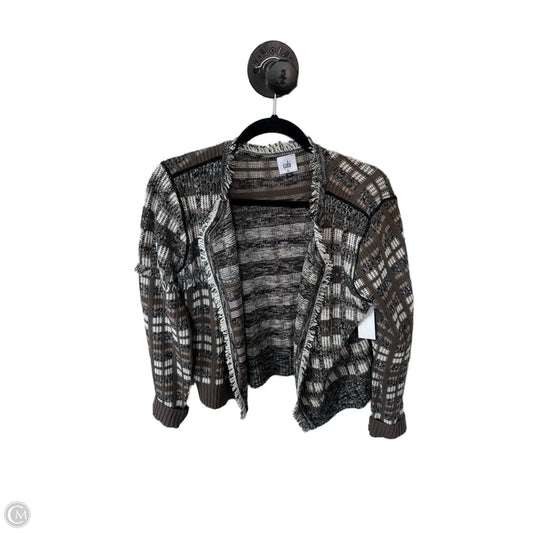Sweater Cardigan By Cabi In Black & Brown, Size: M