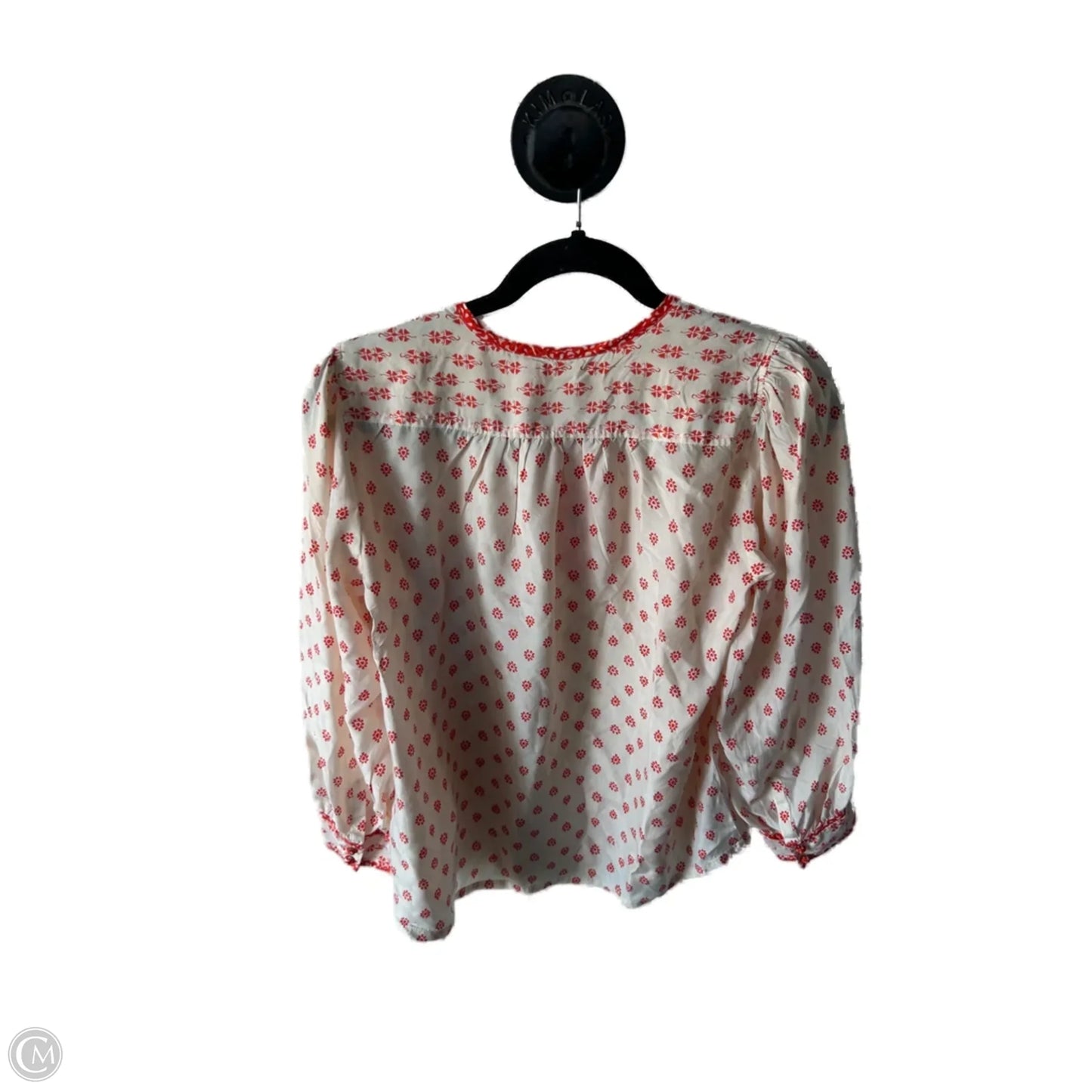 Top Long Sleeve By Rebecca Taylor In Cream & Orange, Size: S
