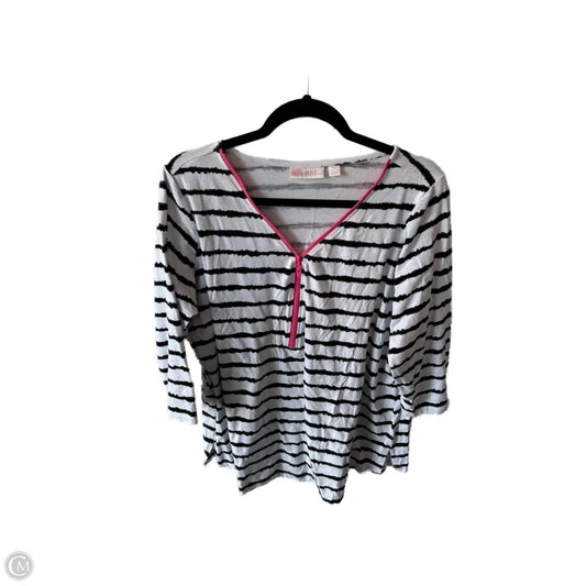 Top 3/4 Sleeve By Clothes Mentor In Black & White, Size: 1x