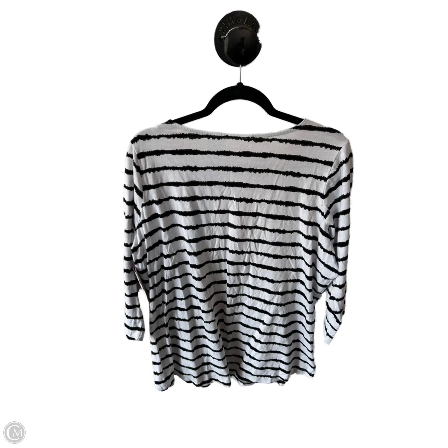 Top 3/4 Sleeve By Clothes Mentor In Black & White, Size: 1x