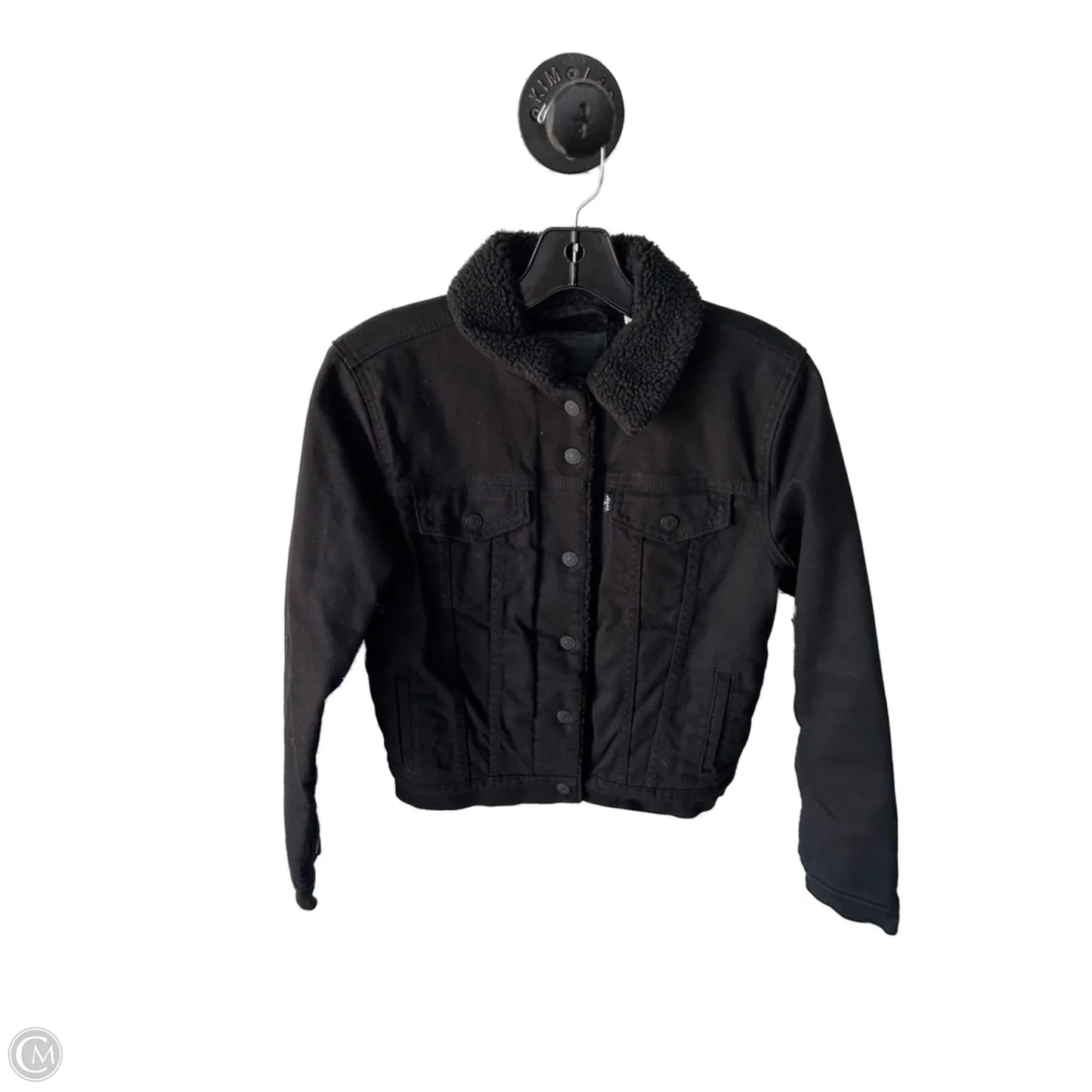 Jacket Denim By Levis In Black Denim, Size: S