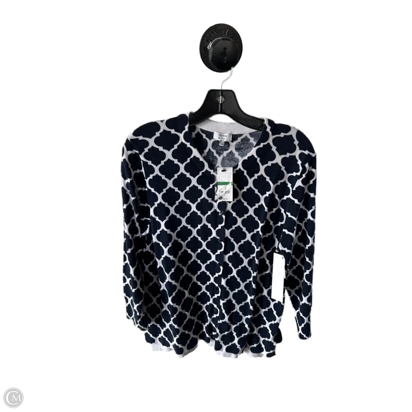 Sweater Cardigan By Crown And Ivy In Blue & White, Size: L