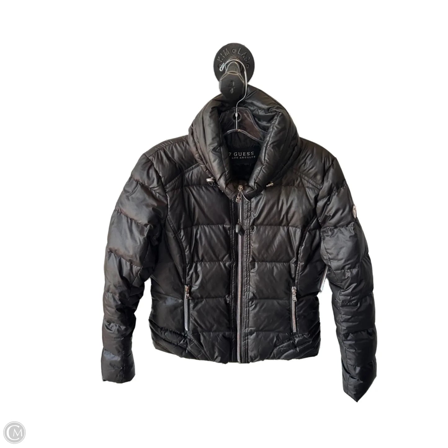 Jacket Puffer & Quilted By Guess In Black, Size: M