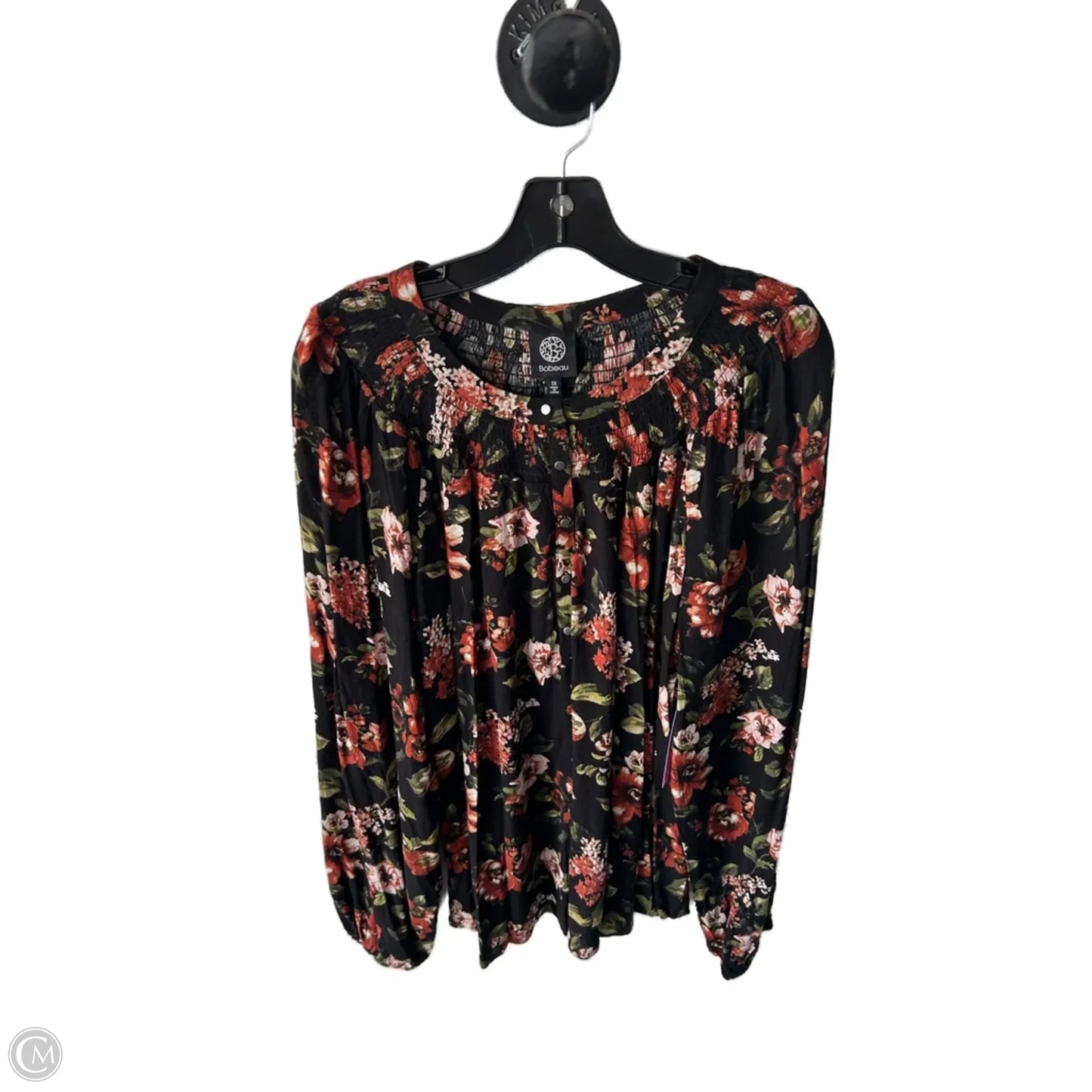 Top Long Sleeve By Bobeau In Black & Orange, Size: 1x