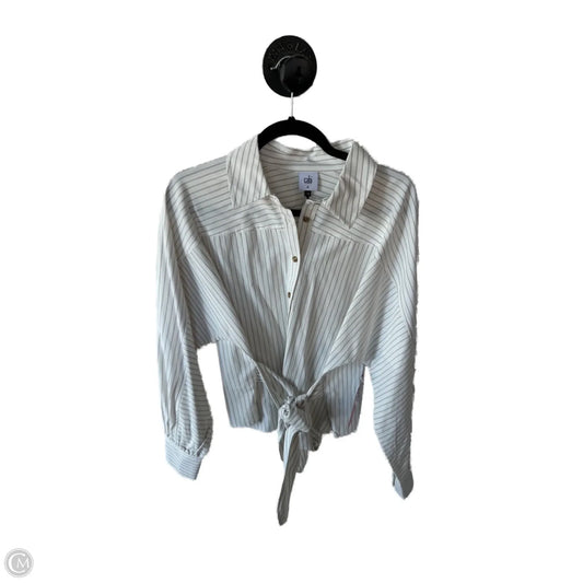 Top Long Sleeve By Cabi In Tan & White, Size: M