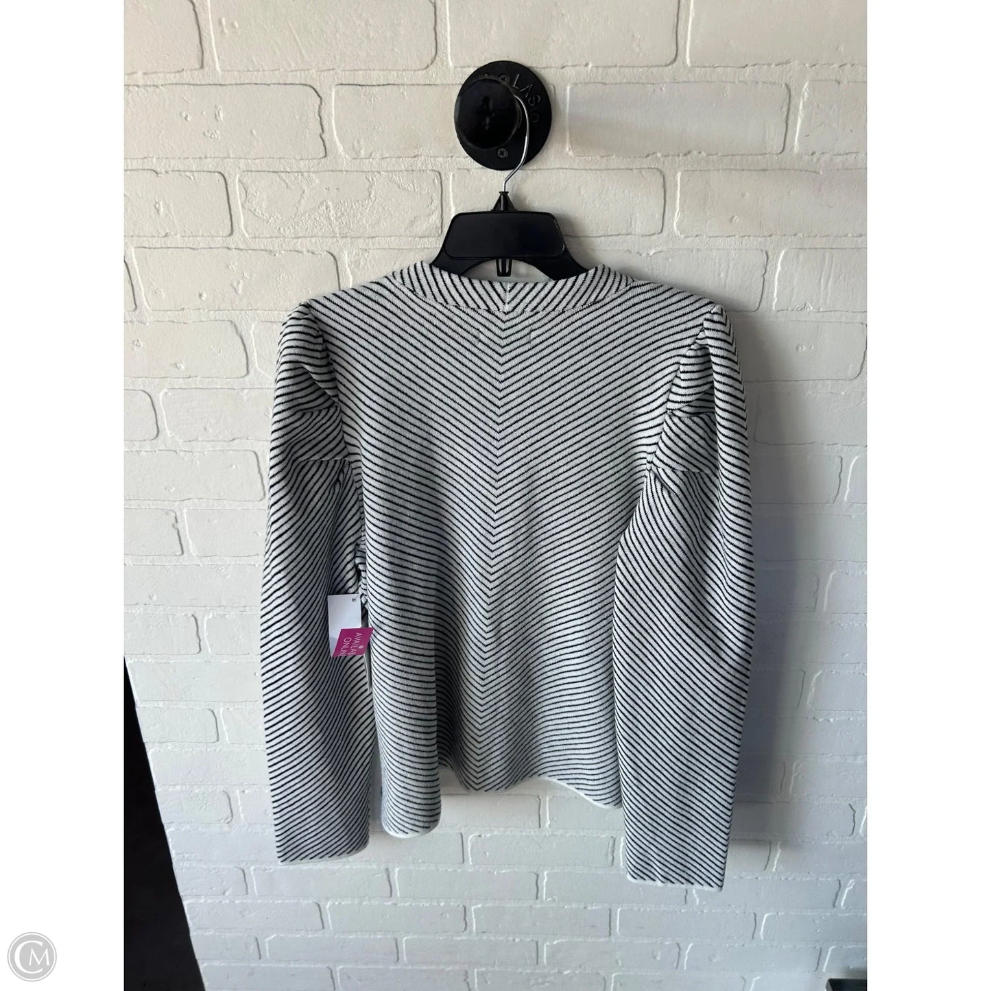 Sweater Cardigan By Nine West In Black & Cream, Size: Xl