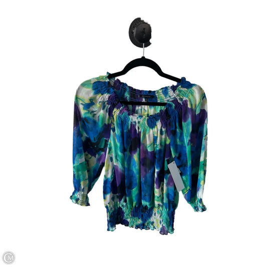 Top Long Sleeve By Anne Klein In Blue & White, Size: M