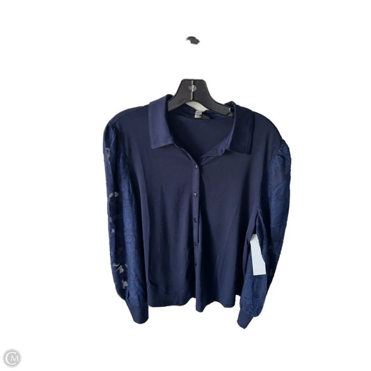 Top Long Sleeve By Cable And Gauge In Blue, Size: L