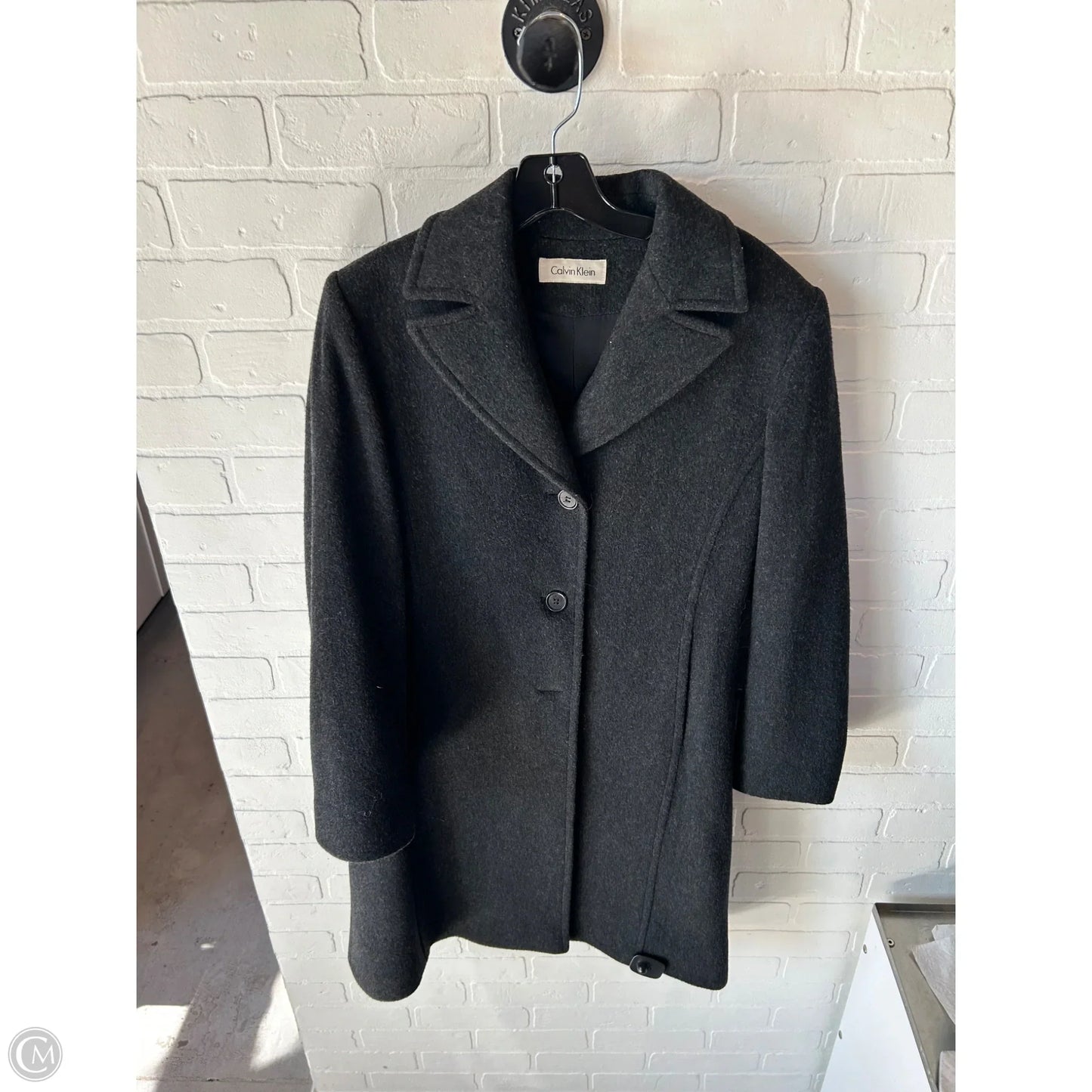 Coat Wool By Calvin Klein In Grey, Size: M