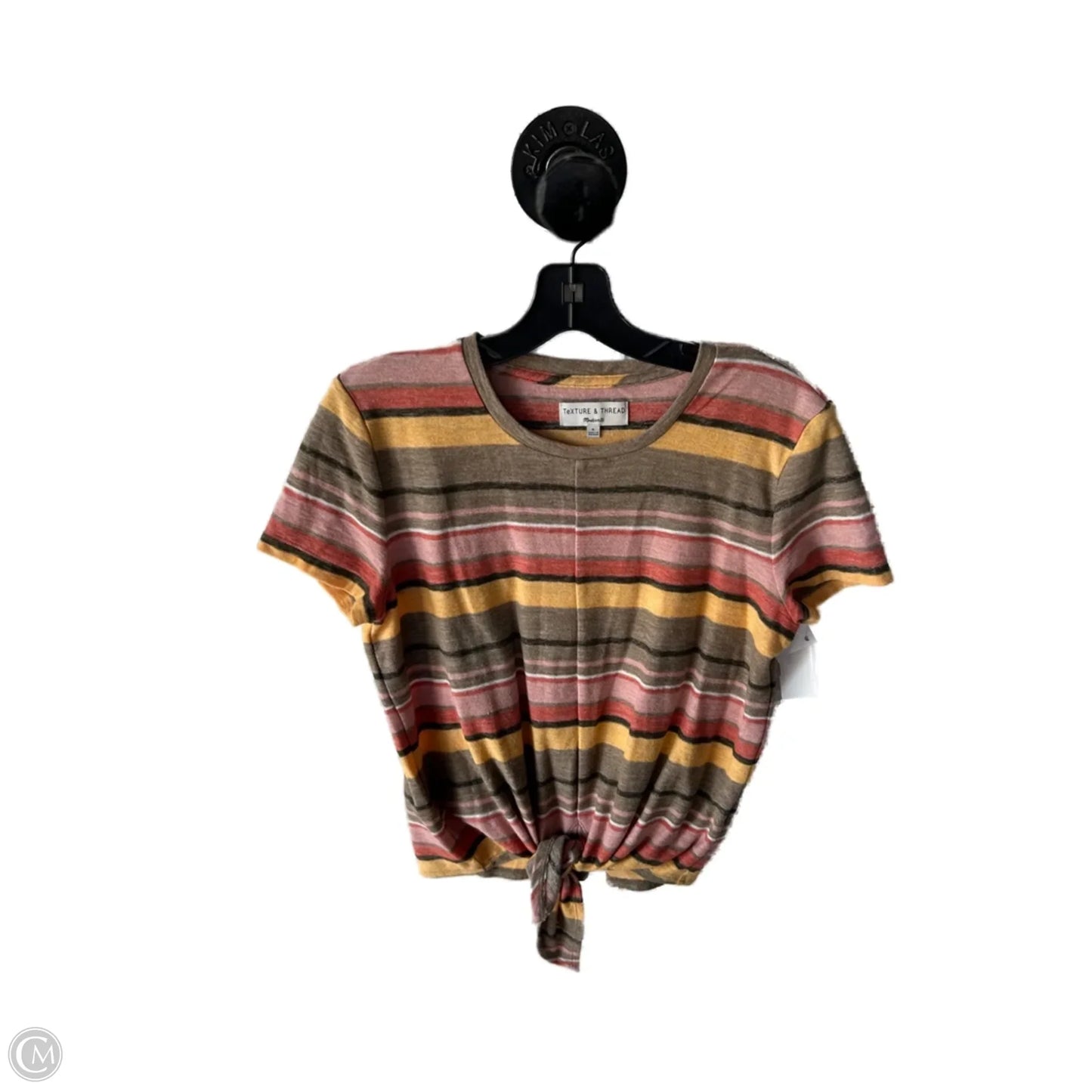 Top Short Sleeve Basic By Madewell In Brown & Pink, Size: S