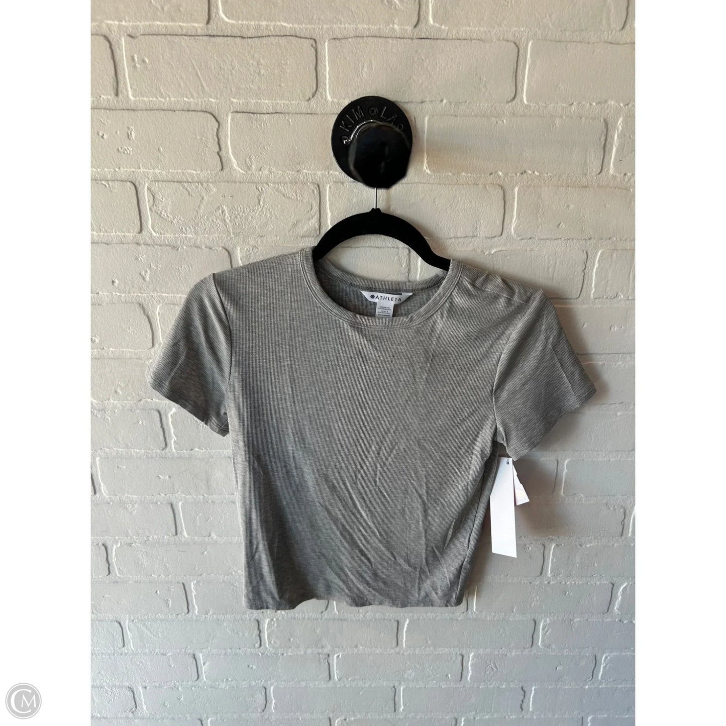 Athletic Top Short Sleeve By Athleta In Grey, Size: S