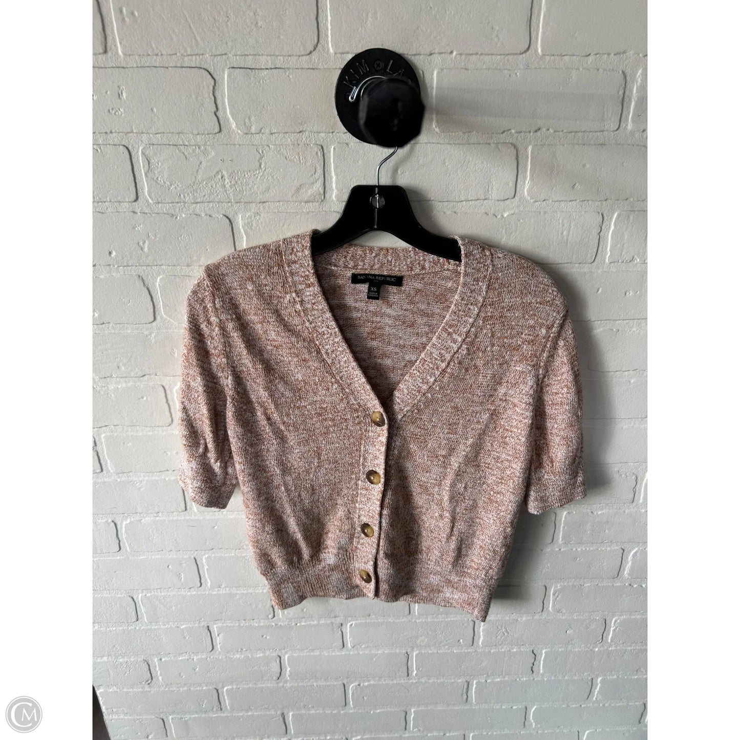 Sweater Short Sleeve By Banana Republic In Tan & White, Size: Xs